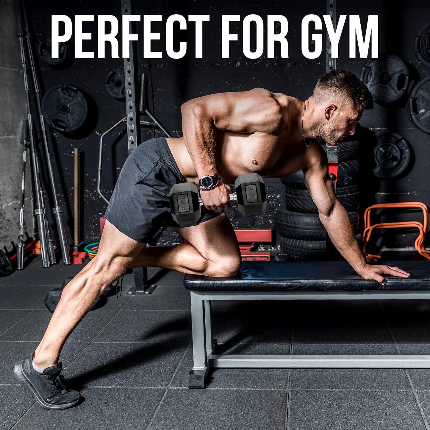 Hex Dumbbells - PVC Coated Weights, Chrome-Plated Knurled Handles, Fixed Hexagon Dumbbell - Workout, Exercise, Body Building Home Gym Training Gear - 3 Lb to 50Lb - Sold in Singles
