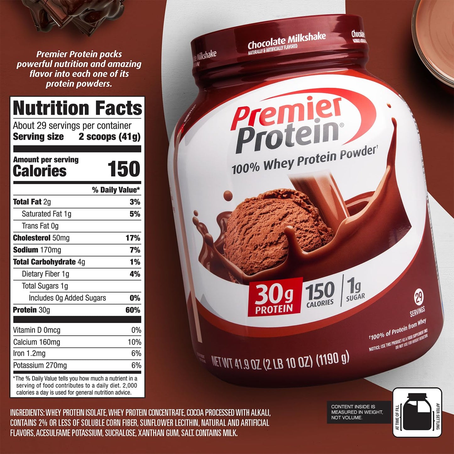 Premier Protein Vanilla Milkshake Powder - 30g Protein, Gluten Free, 29 Servings
