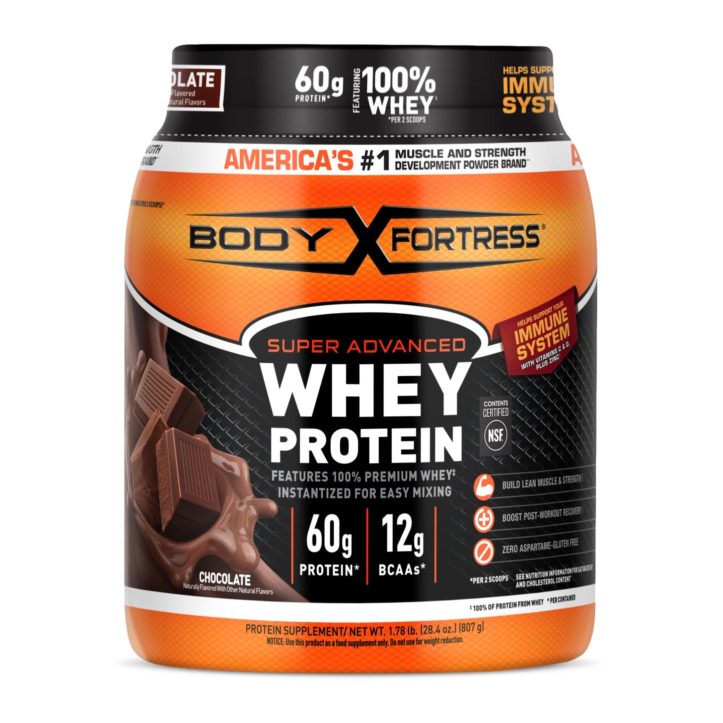 Body Fortress Whey Protein Powder - Vanilla with Immune Support, 3.9 lbs