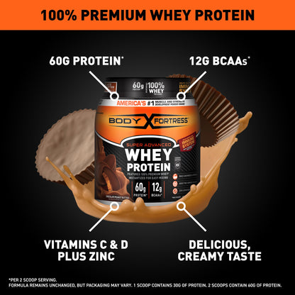 Body Fortress Whey Protein Powder - Vanilla with Immune Support, 3.9 lbs