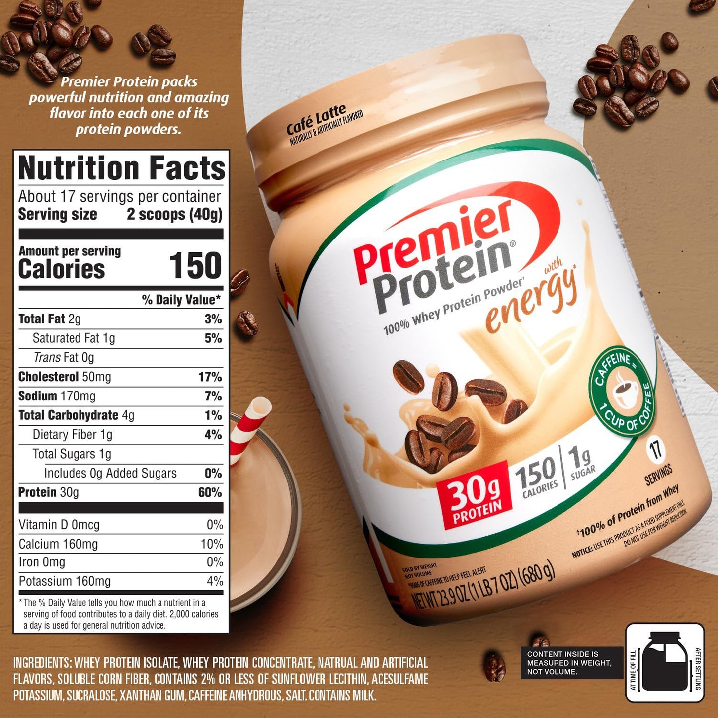 Premier Protein Vanilla Milkshake Powder - 30g Protein, Gluten Free, 29 Servings
