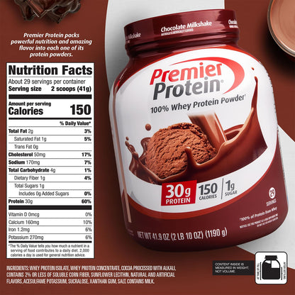 Premier Protein Vanilla Milkshake Powder - 30g Protein, Gluten Free, 29 Servings