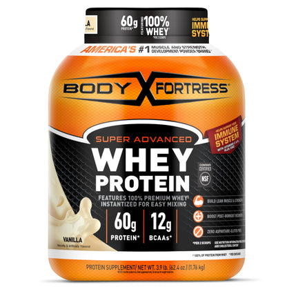 Body Fortress Whey Protein Powder - Vanilla with Immune Support, 3.9 lbs