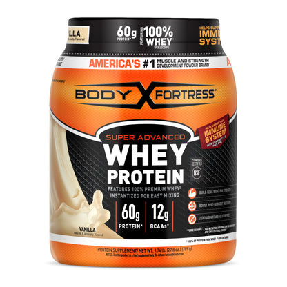 Body Fortress Whey Protein Powder - Vanilla with Immune Support, 3.9 lbs