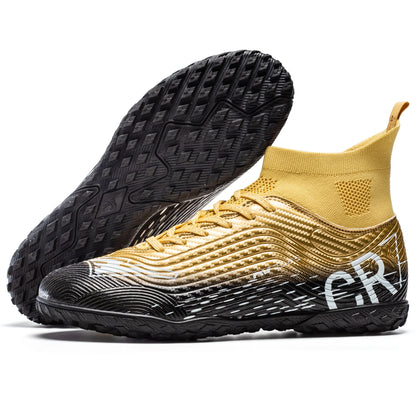 Football Cleats Men, Indoor Outdoor High Top Soccer Shoes Lightweight Shock Resistant Training Boots, Anti-collision Shoe Toe