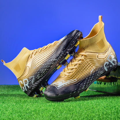 Football Cleats Men, Indoor Outdoor High Top Soccer Shoes Lightweight Shock Resistant Training Boots, Anti-collision Shoe Toe