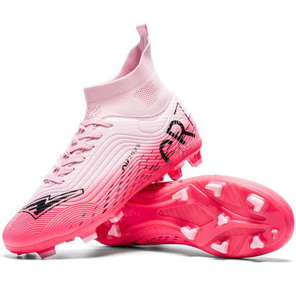 Football Cleats Men, Indoor Outdoor High Top Soccer Shoes Lightweight Shock Resistant Training Boots, Anti-collision Shoe Toe