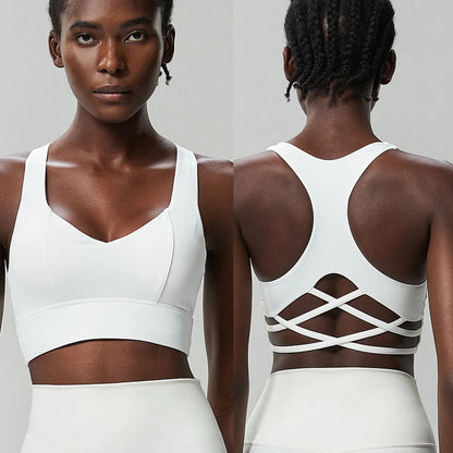 Women Fitness Yoga Bra Buttery Soft Gathered Push Up Sports Underwear High Imapact Gym Crop Top Breathable Workout Clothes