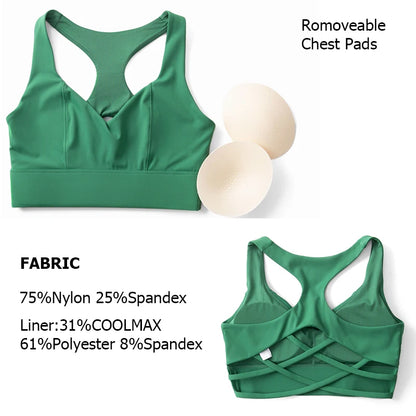 Women Fitness Yoga Bra Buttery Soft Gathered Push Up Sports Underwear High Imapact Gym Crop Top Breathable Workout Clothes
