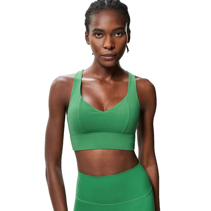 Women Fitness Yoga Bra Buttery Soft Gathered Push Up Sports Underwear High Imapact Gym Crop Top Breathable Workout Clothes