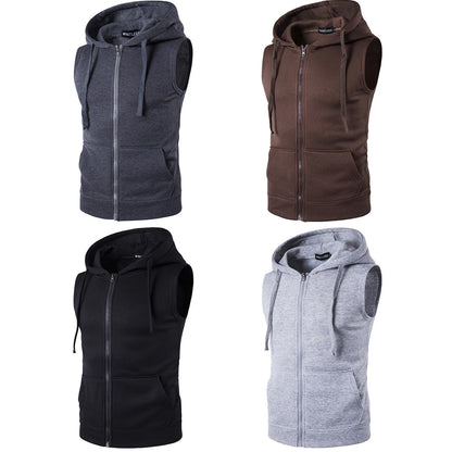 Men Casual Sport Tops Sleeveless Hooded Hoodie Sweatshirt Tank Top Sports Vest Workout Top for Athletics Running Jogging Cycling