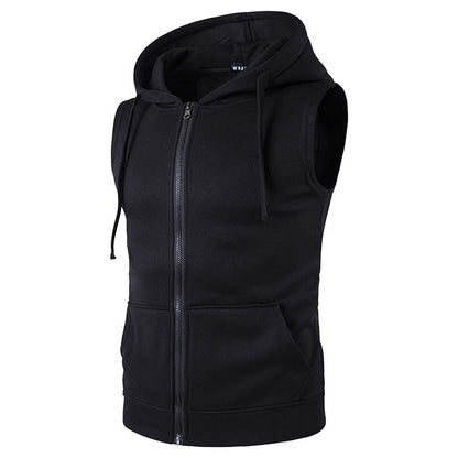 Men Casual Sport Tops Sleeveless Hooded Hoodie Sweatshirt Tank Top Sports Vest Workout Top for Athletics Running Jogging Cycling