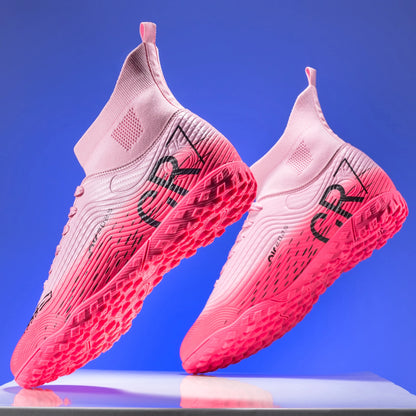 Football Cleats Men, Indoor Outdoor High Top Soccer Shoes Lightweight Shock Resistant Training Boots, Anti-collision Shoe Toe