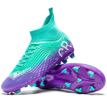 Football Cleats Men, Indoor Outdoor High Top Soccer Shoes Lightweight Shock Resistant Training Boots, Anti-collision Shoe Toe