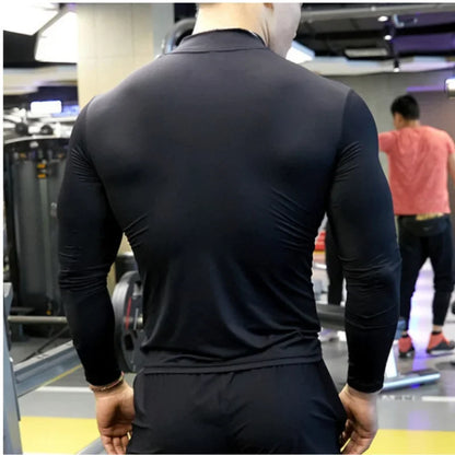 Men Compression Sports Shirt Tops Long Sleeve Gym Exercise Fitness T-Shirts Quick Dry Running t Shirts Bodybuilding Tees Clothes