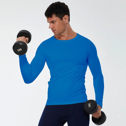 Men Compression Running T-Shirt Fitness Tight Long Sleeve Sport T-shirt Training Jogging Shirts Gym Sportswear Quick Dry Clothes
