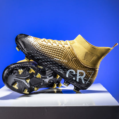 Football Cleats Men, Indoor Outdoor High Top Soccer Shoes Lightweight Shock Resistant Training Boots, Anti-collision Shoe Toe