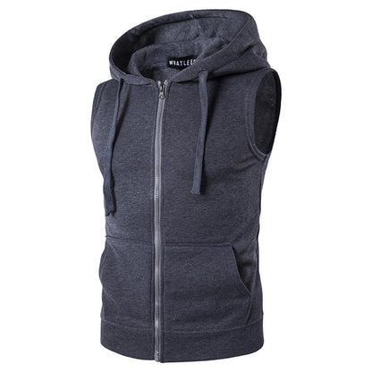 Men Casual Sport Tops Sleeveless Hooded Hoodie Sweatshirt Tank Top Sports Vest Workout Top for Athletics Running Jogging Cycling