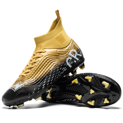 Football Cleats Men, Indoor Outdoor High Top Soccer Shoes Lightweight Shock Resistant Training Boots, Anti-collision Shoe Toe