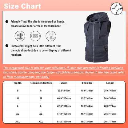 Men Casual Sport Tops Sleeveless Hooded Hoodie Sweatshirt Tank Top Sports Vest Workout Top for Athletics Running Jogging Cycling