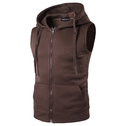 Men Casual Sport Tops Sleeveless Hooded Hoodie Sweatshirt Tank Top Sports Vest Workout Top for Athletics Running Jogging Cycling