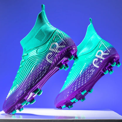 Football Cleats Men, Indoor Outdoor High Top Soccer Shoes Lightweight Shock Resistant Training Boots, Anti-collision Shoe Toe